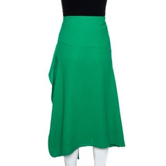 Chloé Grass Green Crepe Asymmetric Draped Midi Skirt M
