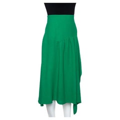 Chloé Grass Green Crepe Asymmetric Draped Midi Skirt M