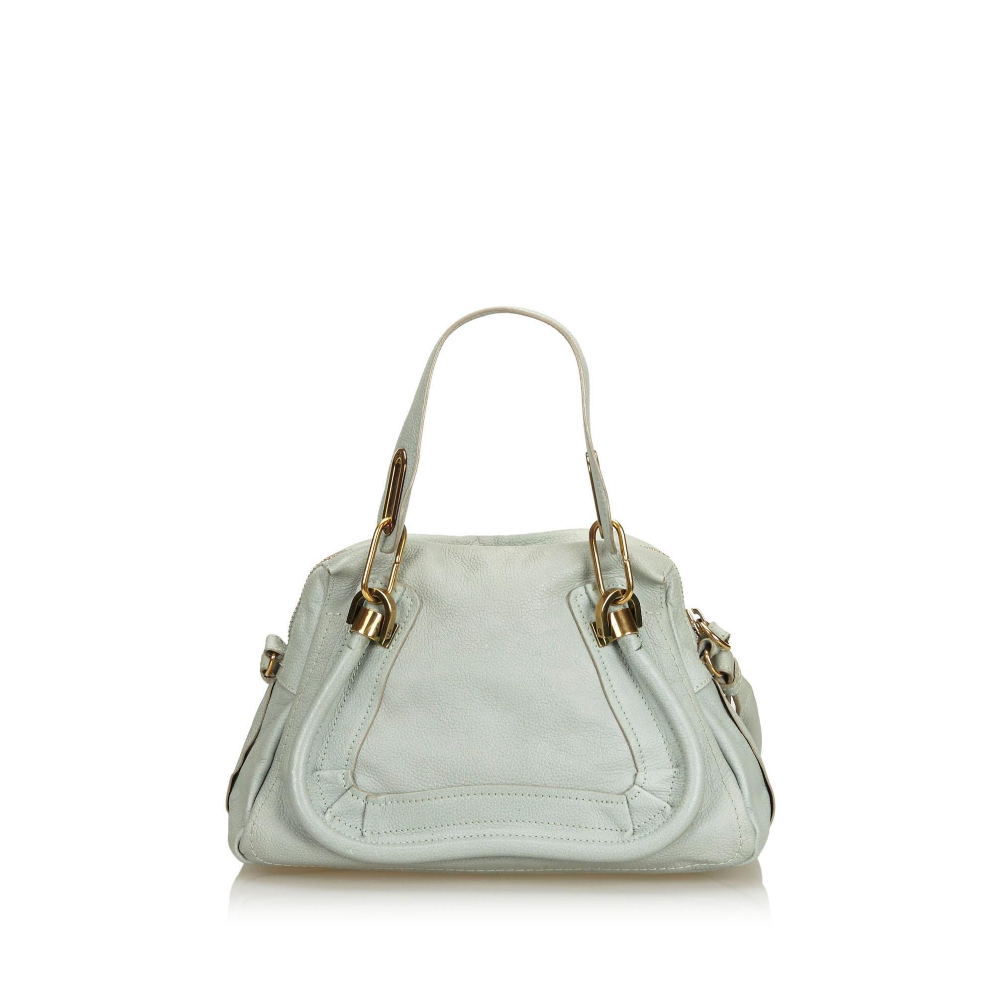 Chloe Gray Leather Paraty Satchel In Good Condition In Orlando, FL