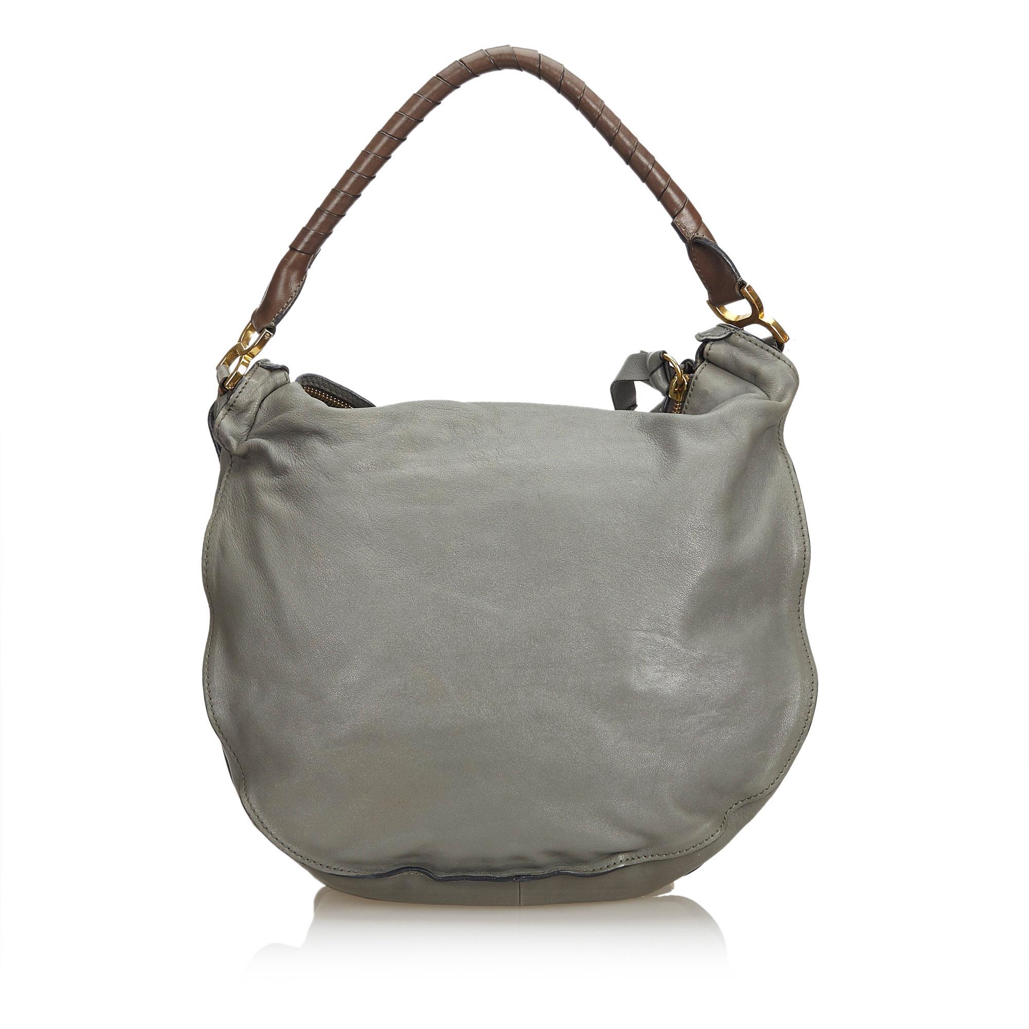 Chloe Gray Leather Studded Marcie Handbag France For Sale at 1stDibs