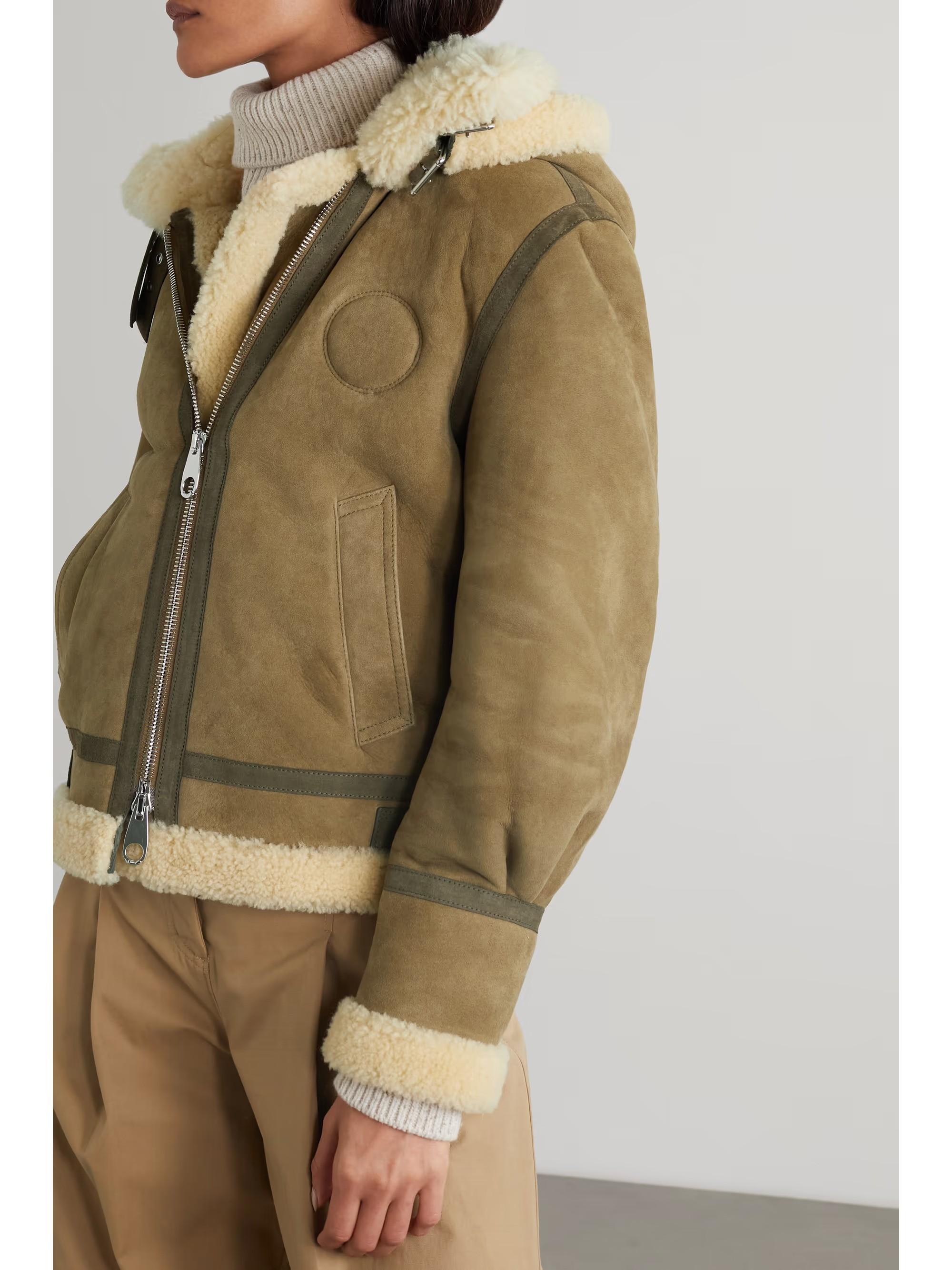 CHLOE Verde Beige ante 2021 SHEARLING Chaqueta bomber 38 S en venta 6