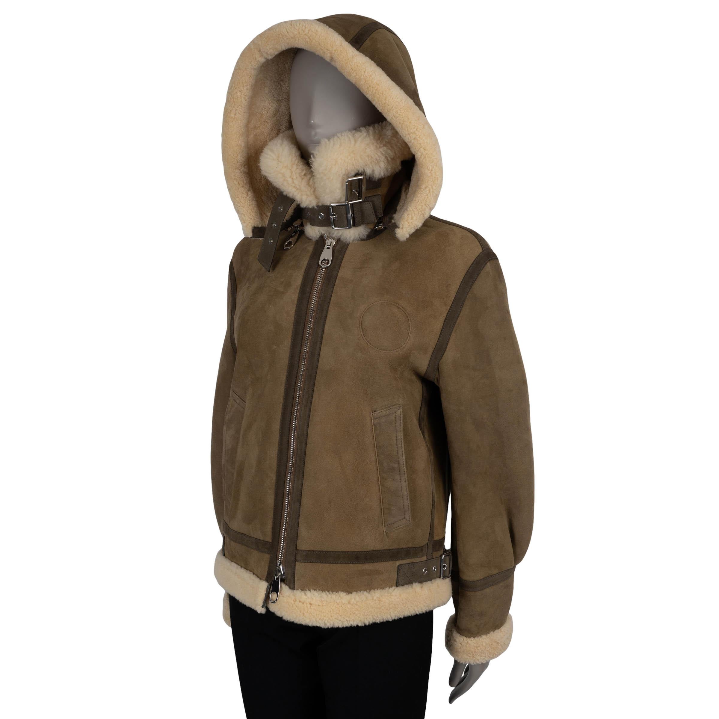CHLOE Verde Beige ante 2021 SHEARLING Chaqueta bomber 38 S Negro en venta