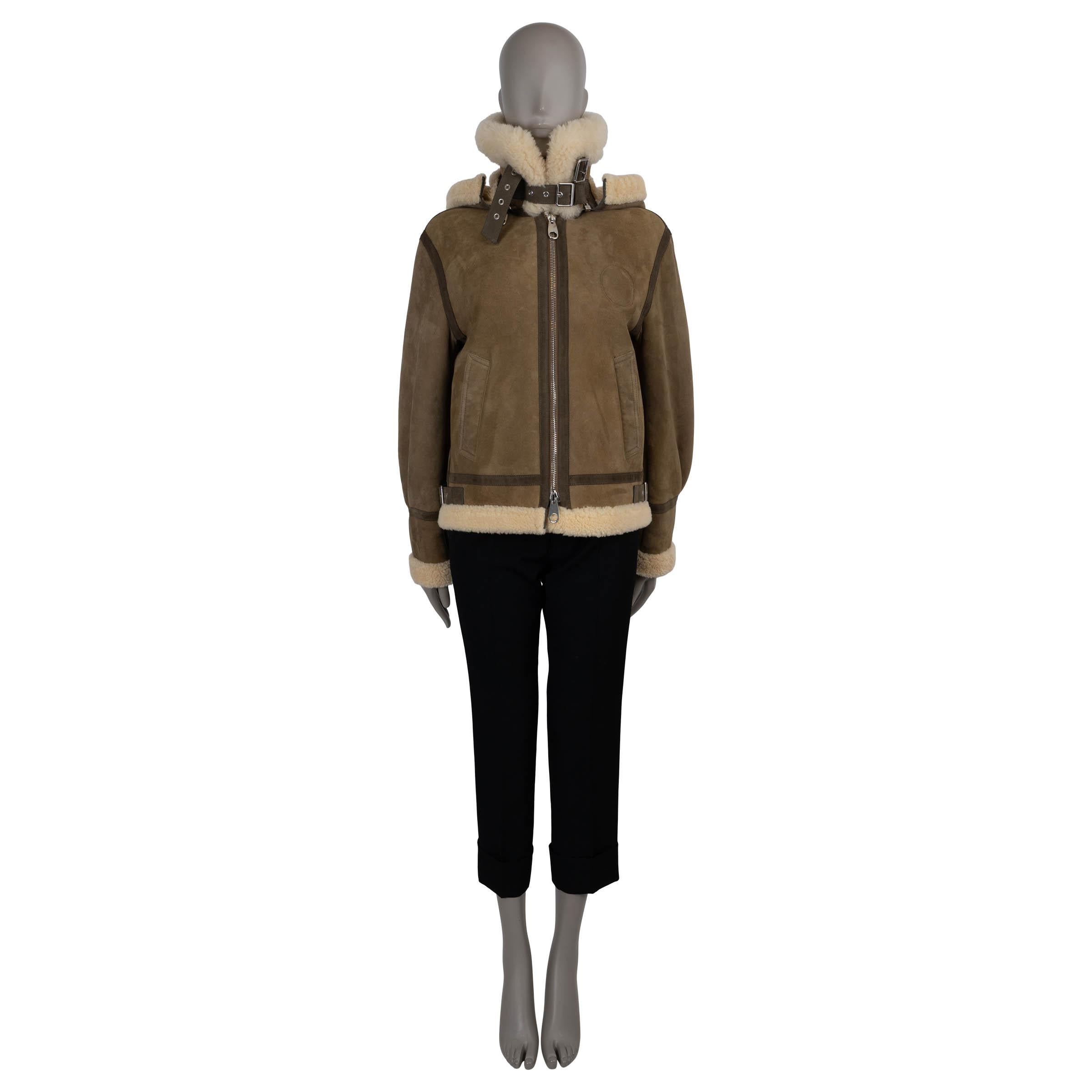 CHLOE Verde Beige ante 2021 SHEARLING Chaqueta bomber 38 S en venta 1