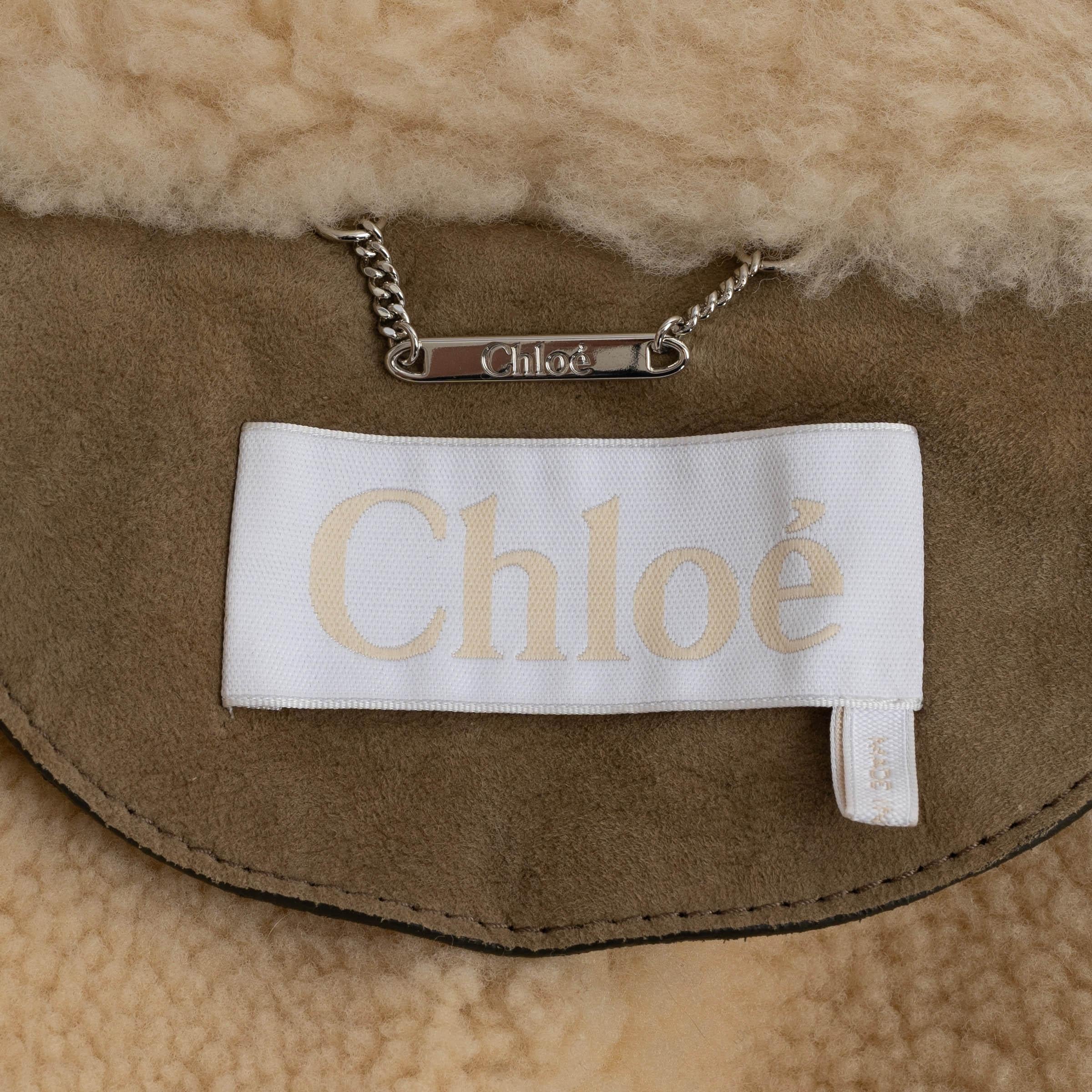 CHLOE Verde Beige ante 2021 SHEARLING Chaqueta bomber 38 S en venta 4