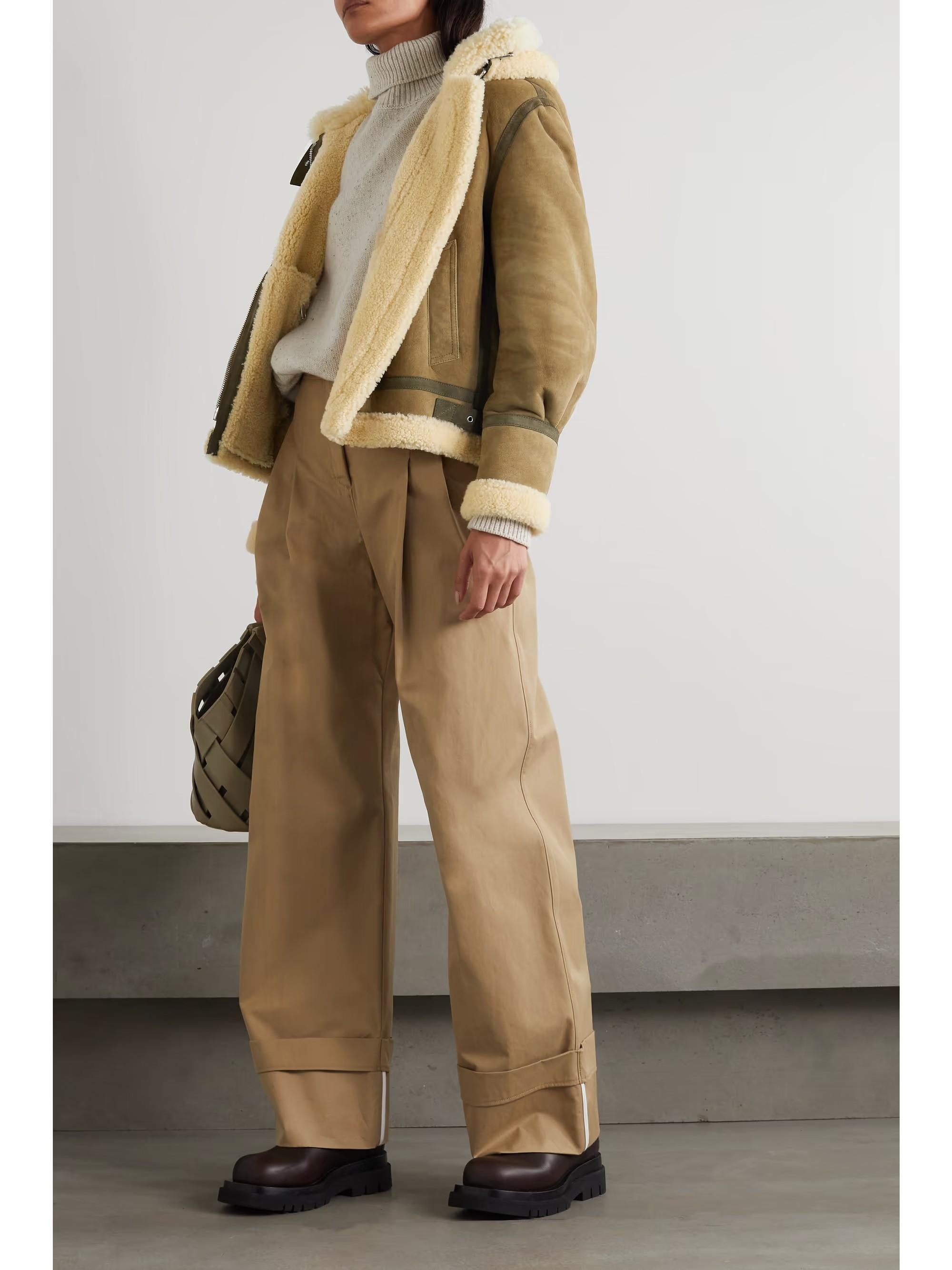 CHLOE Verde Beige ante 2021 SHEARLING Chaqueta bomber 38 S en venta 5