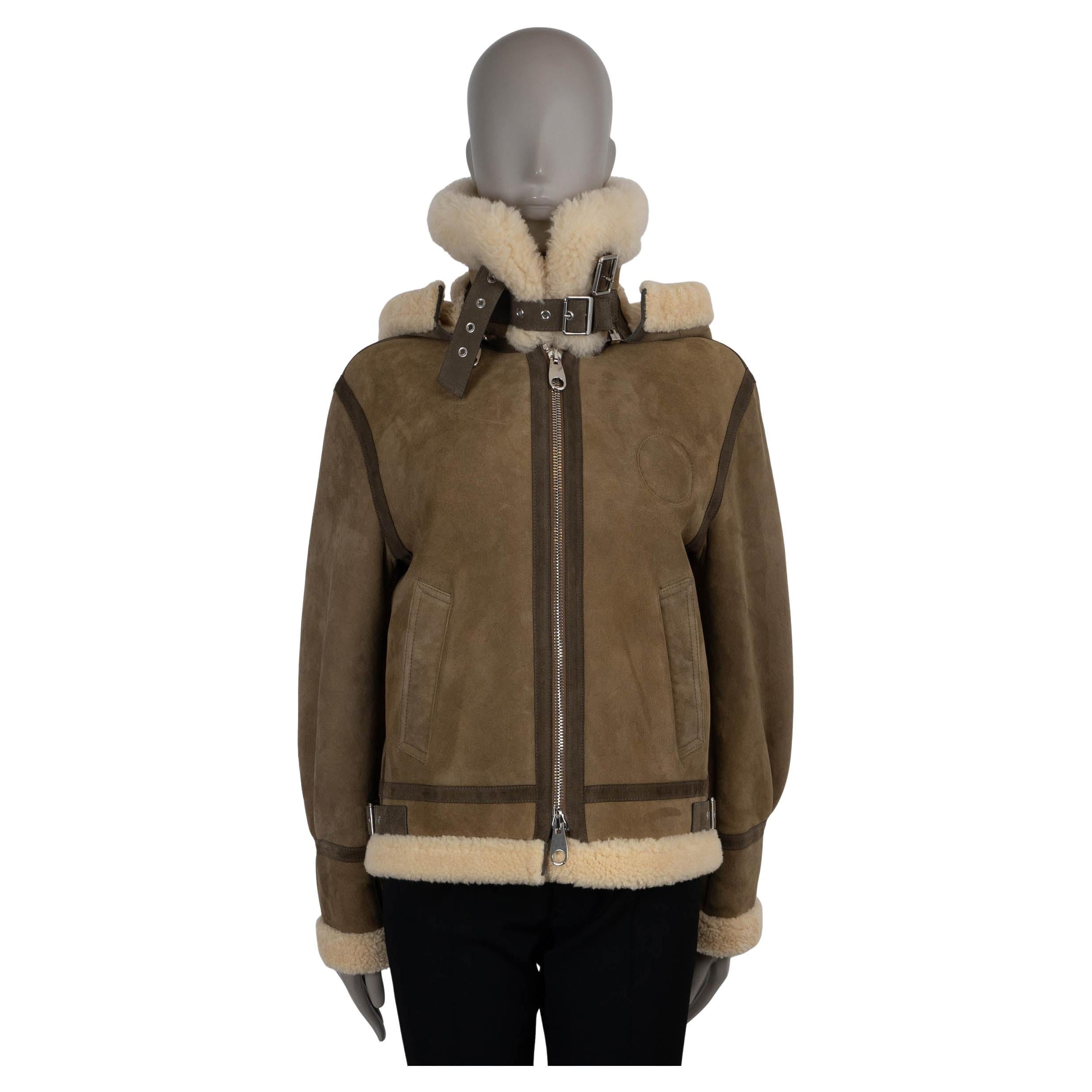 CHLOE Verde Beige ante 2021 SHEARLING Chaqueta bomber 38 S en venta