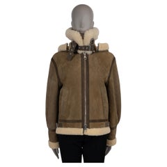 CHLOE Green Beige suede 2021 SHEARLING Bomber Jacket 38 S