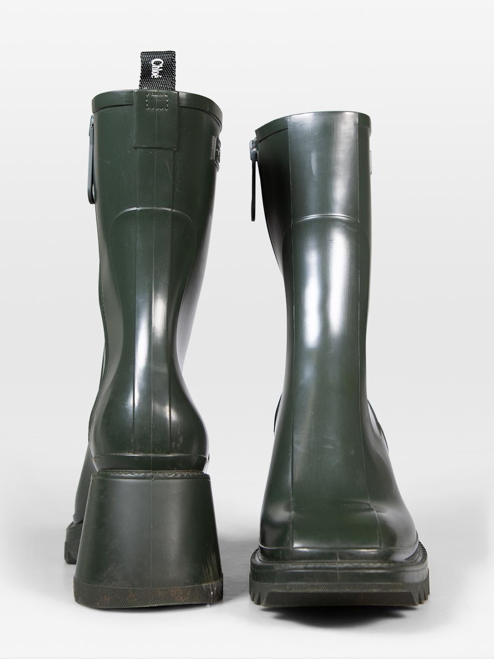 Black Chloé Green Betty Rain Boots Size IT 41 For Sale