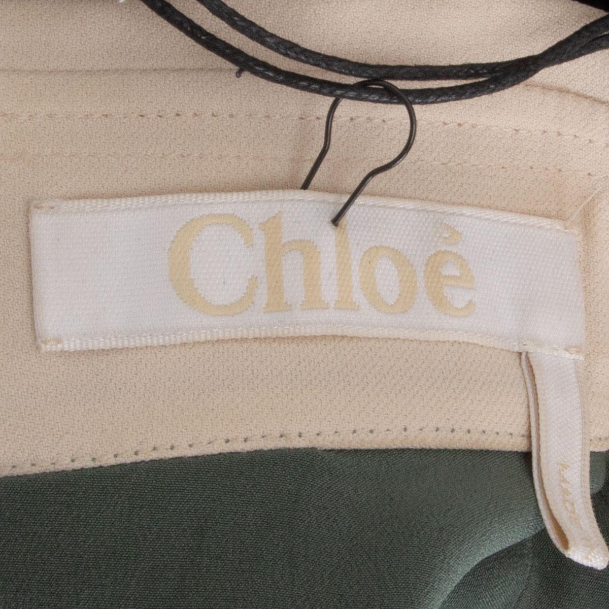 CHLOE - Mini robe à manches 3/4 en dentelle de couleur verte et noire COLOR BLOCK 34 XXS en vente 2