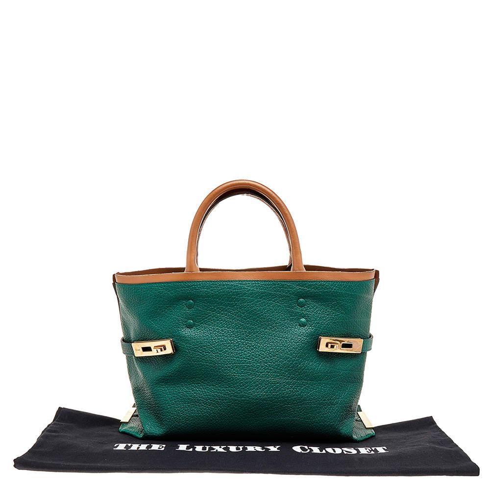 Chloe Green/Brown Leather Charlotte Tote For Sale 6