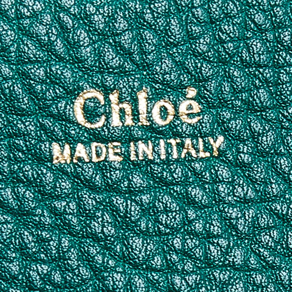 Chloé Charlotte Fourre-tout en cuir vert/marron Bon état - En vente à Dubai, Al Qouz 2