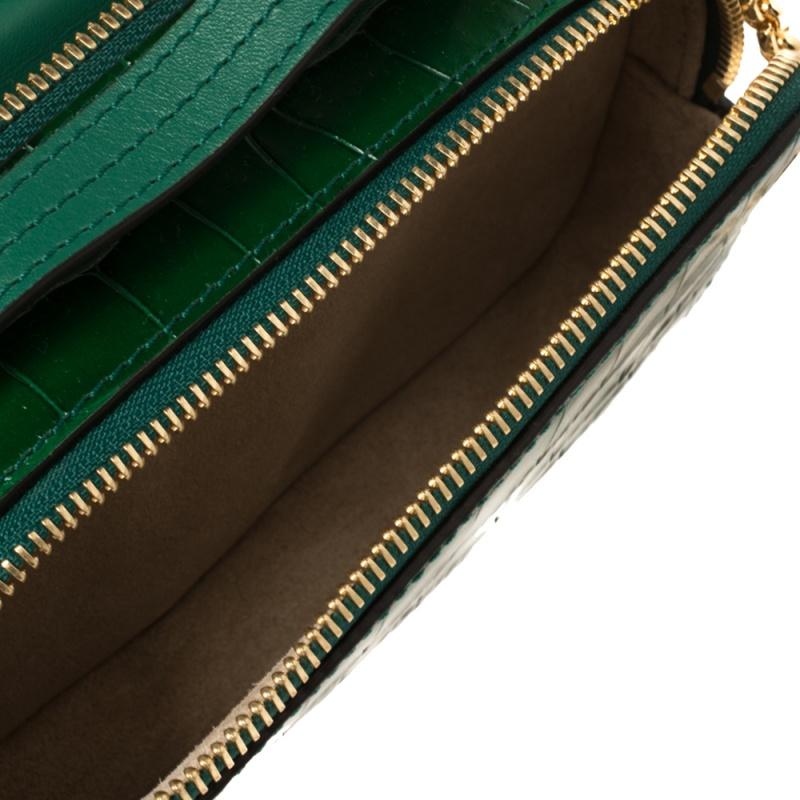 Chloe Green Croc Embossed Leather Mini C Vanity Shoulder Bag 4