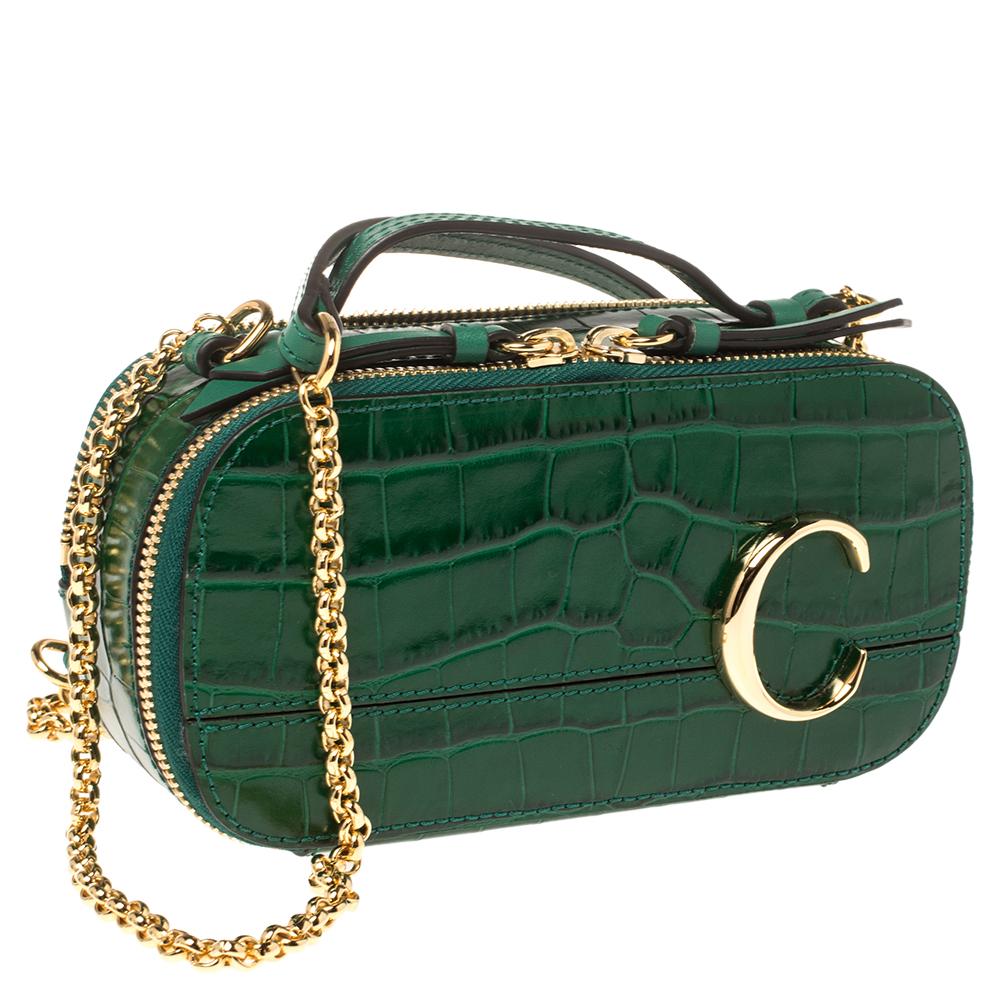 chloe green croc bag