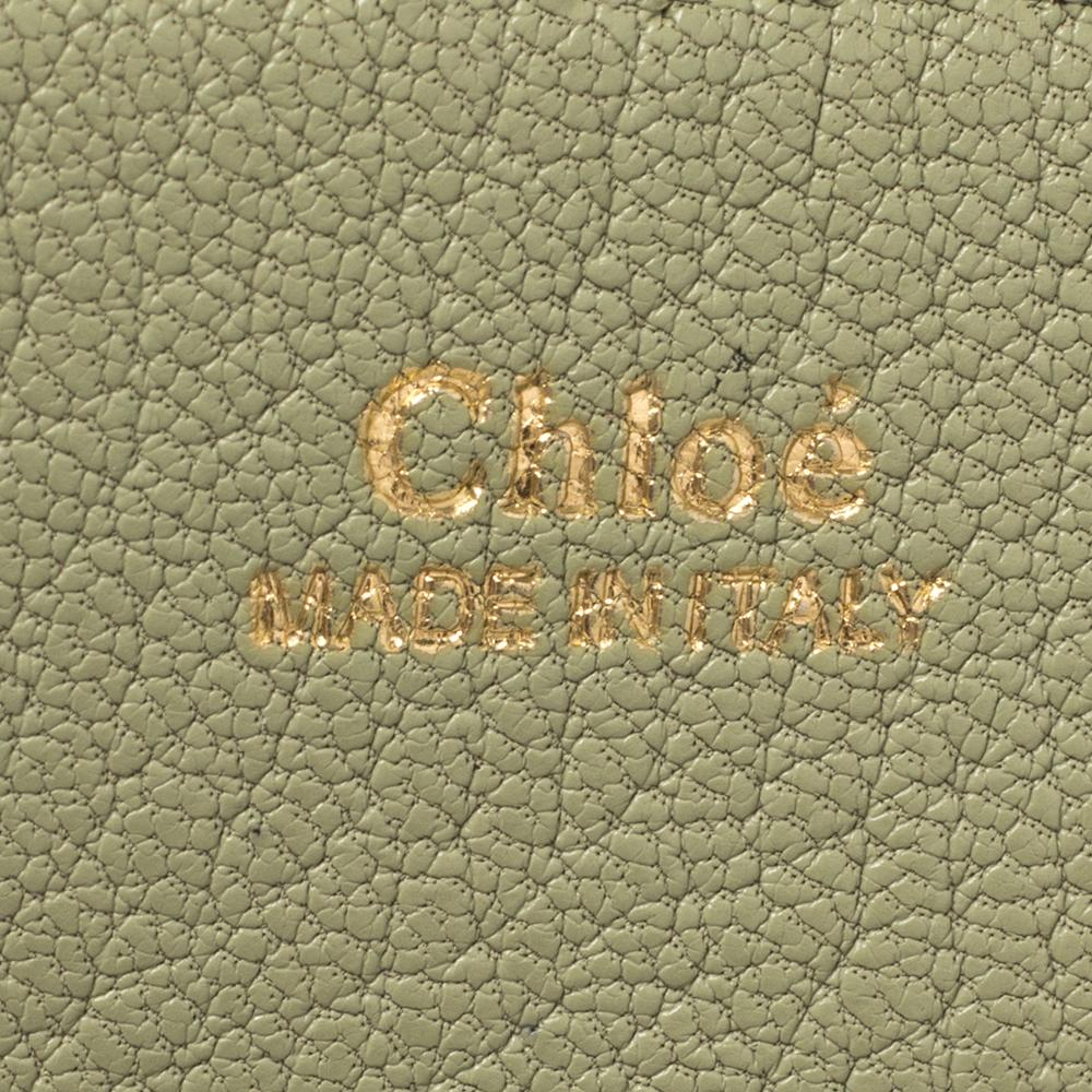 Women's Chloe Green Grained Leather Nano Drew Shoulder Bag