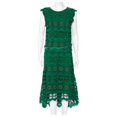 Chloé Green Guipure Lace Asymmetric Hem Midi Dress M