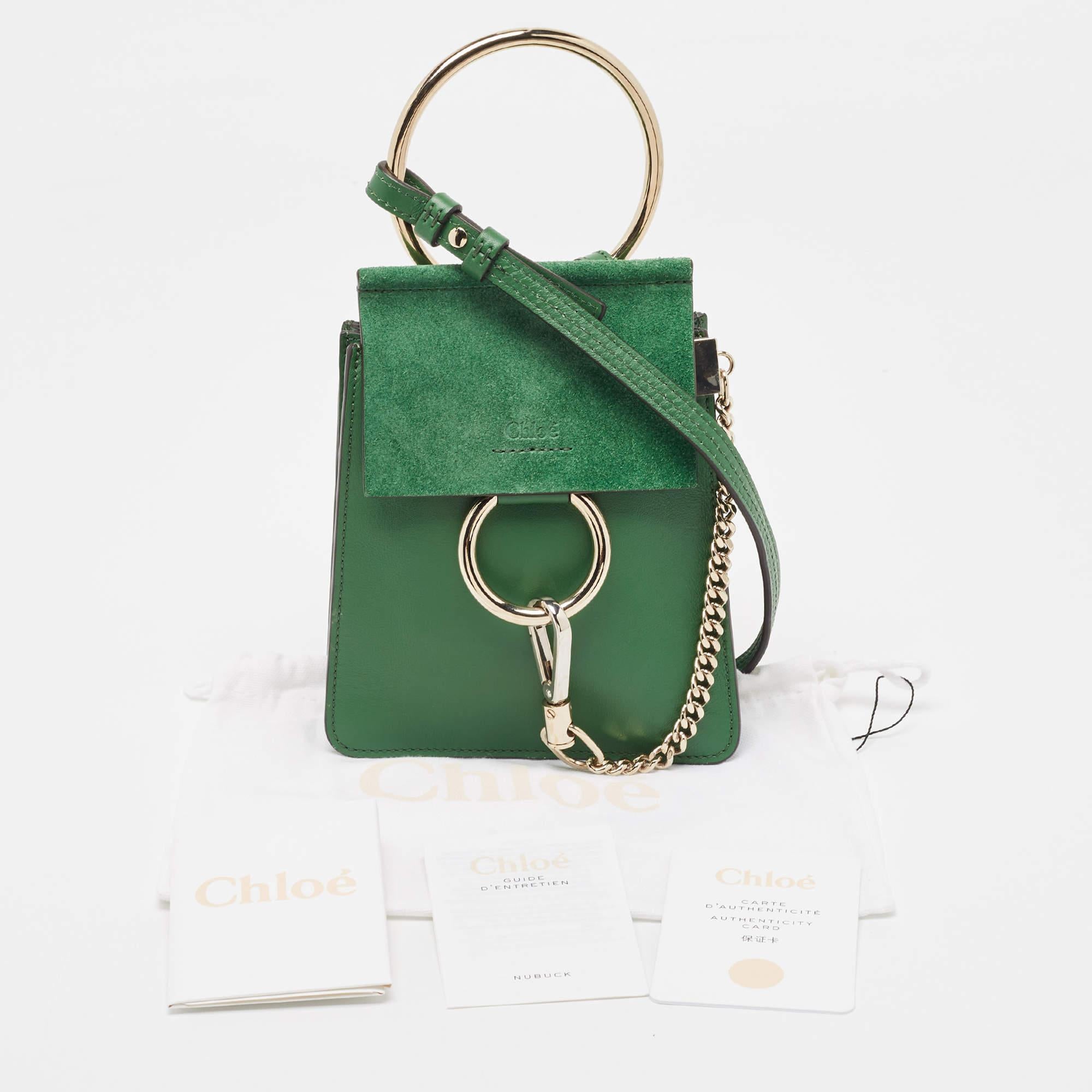 Chloé Green Leather and Suede Mini Faye Crossbody Bag 8