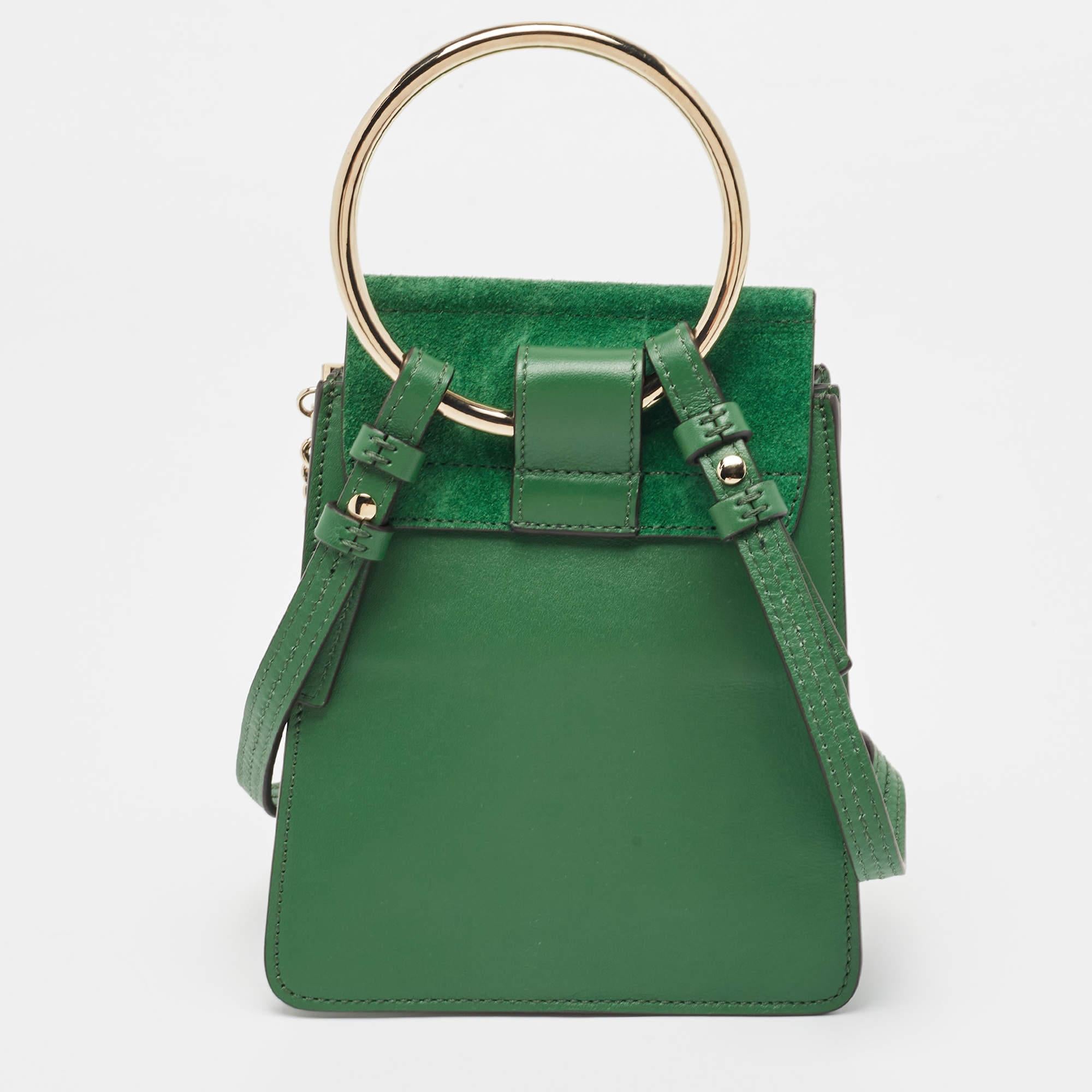 Women's Chloé Green Leather and Suede Mini Faye Crossbody Bag