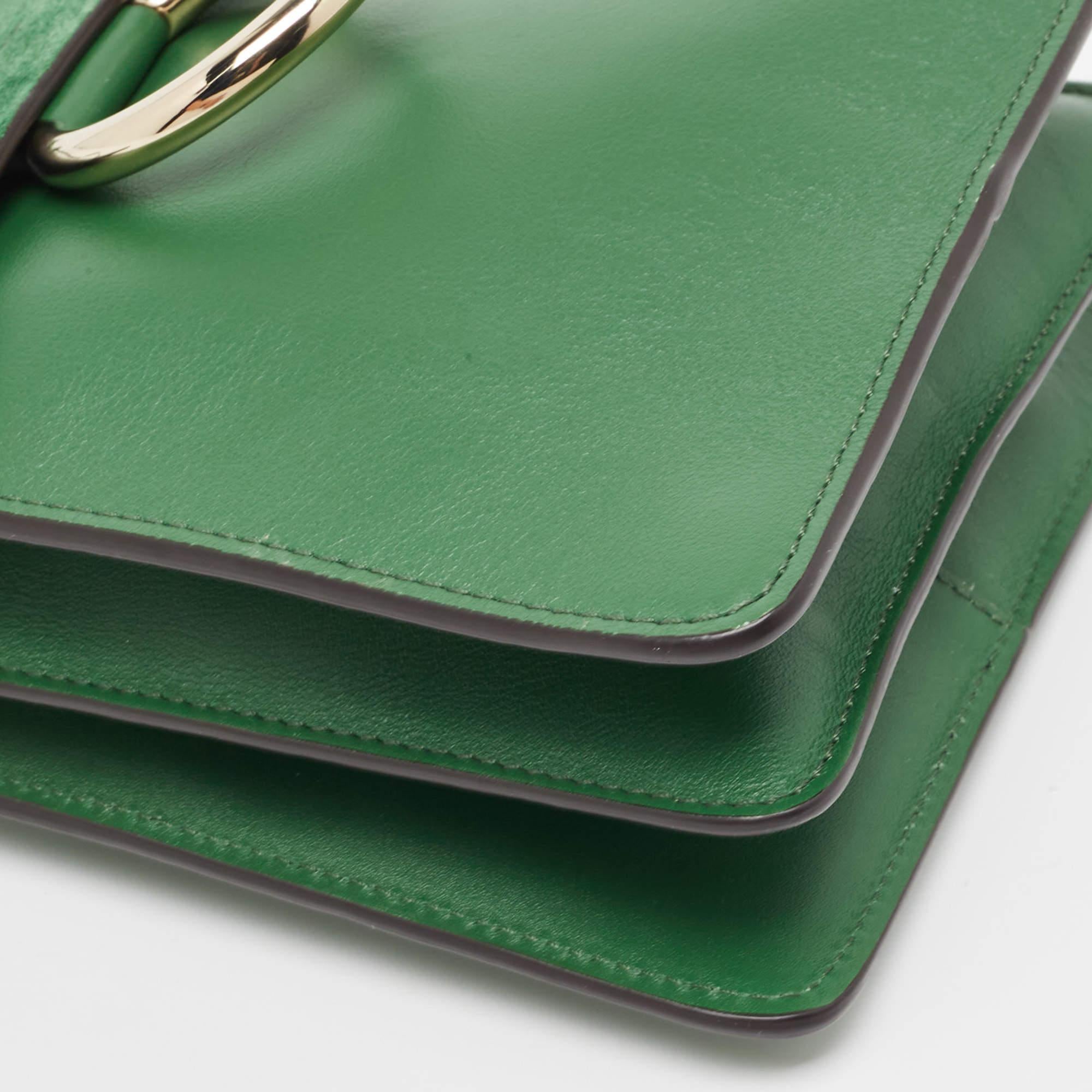 Chloé Green Leather and Suede Mini Faye Crossbody Bag 2