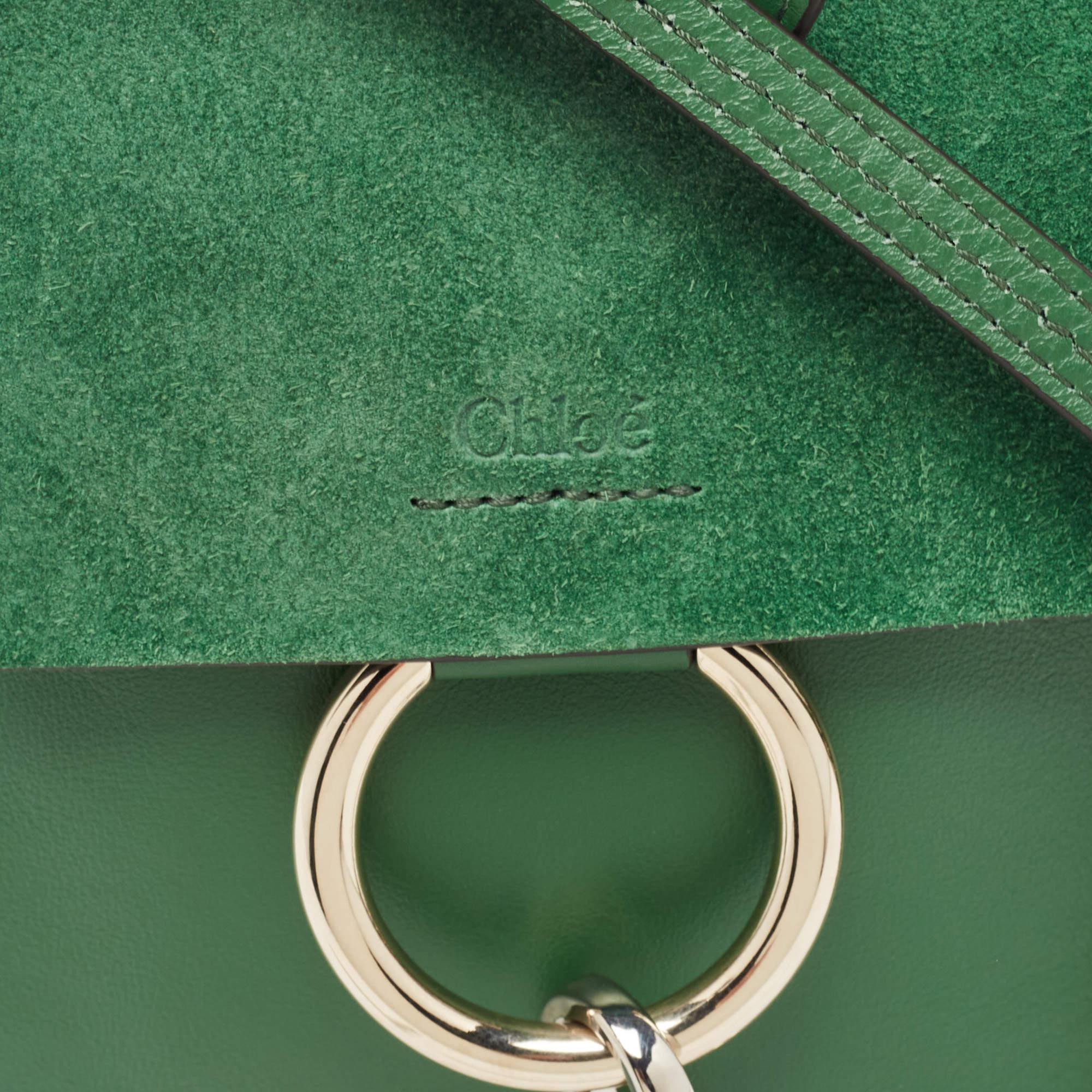 Chloé Green Leather and Suede Mini Faye Crossbody Bag 4
