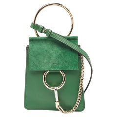 Chloé Green Leather and Suede Mini Faye Crossbody Bag