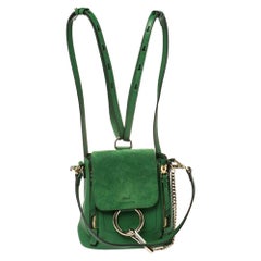 Chloe Green Leather and Suede Mini Faye Daye Backpack