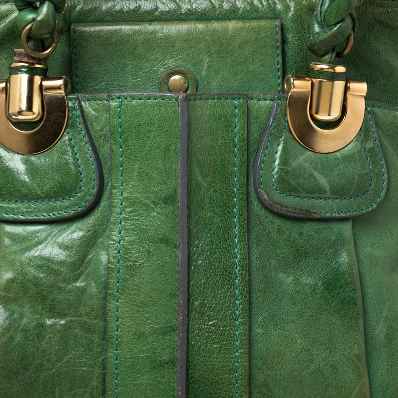 Chloe Green Leather Heloise Satchel For Sale 2