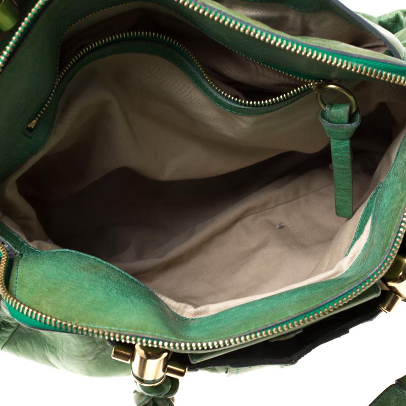 Chloe Green Leather Heloise Satchel In Good Condition For Sale In Dubai, Al Qouz 2