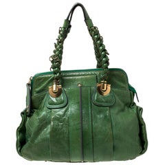 Used Chloe Green Leather Heloise Satchel