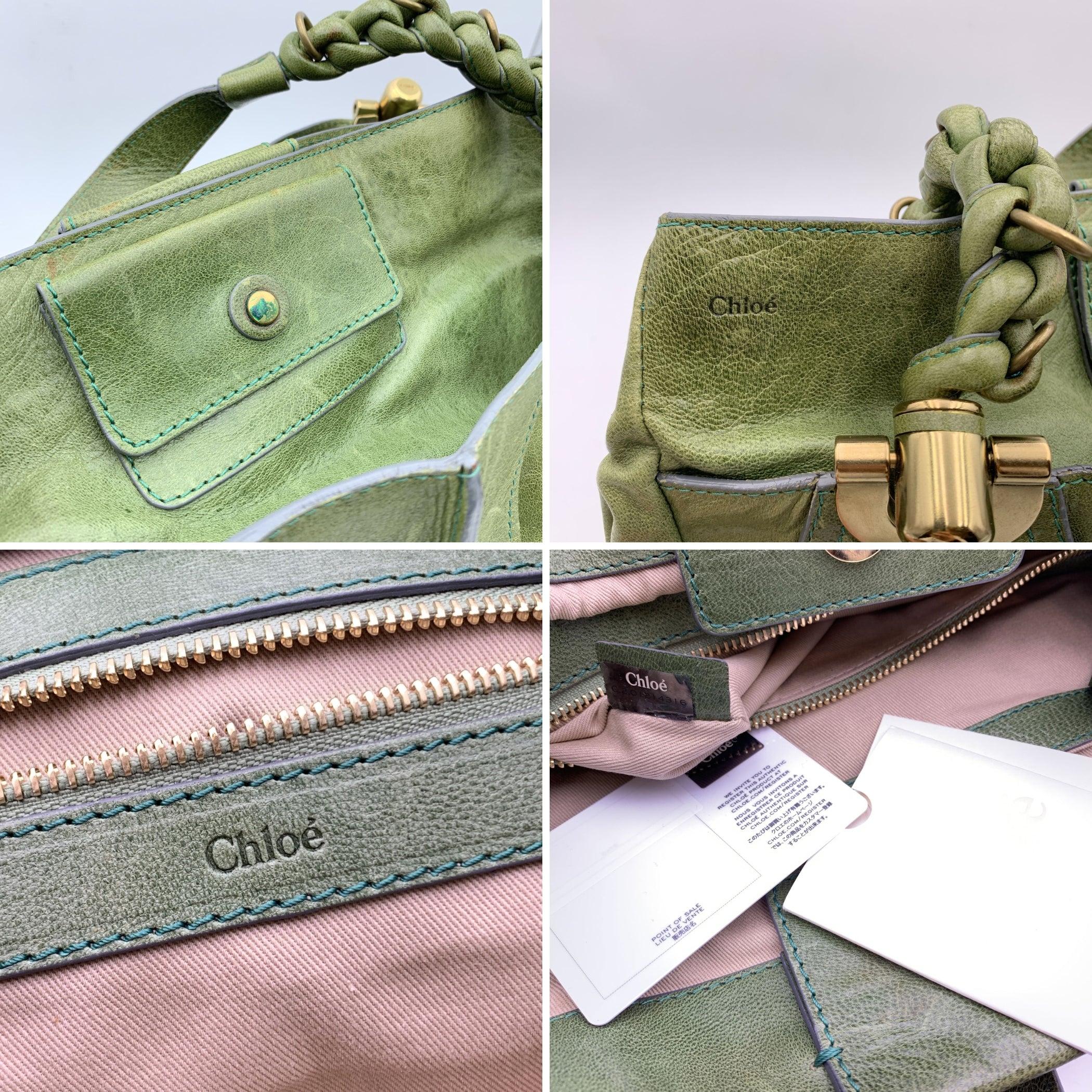 Chloe Green Leather Heloise Tote Shoulder Bag 1