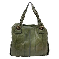 Chloe Green Leather Heloise Tote Shoulder Bag