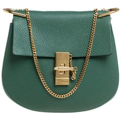 Chloe Green Leather Medium Drew Shoulder Bag