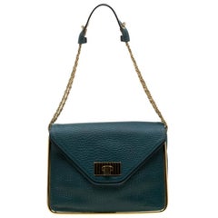 Chloe Green Leather Medium Sally Flap Shoulder Bag