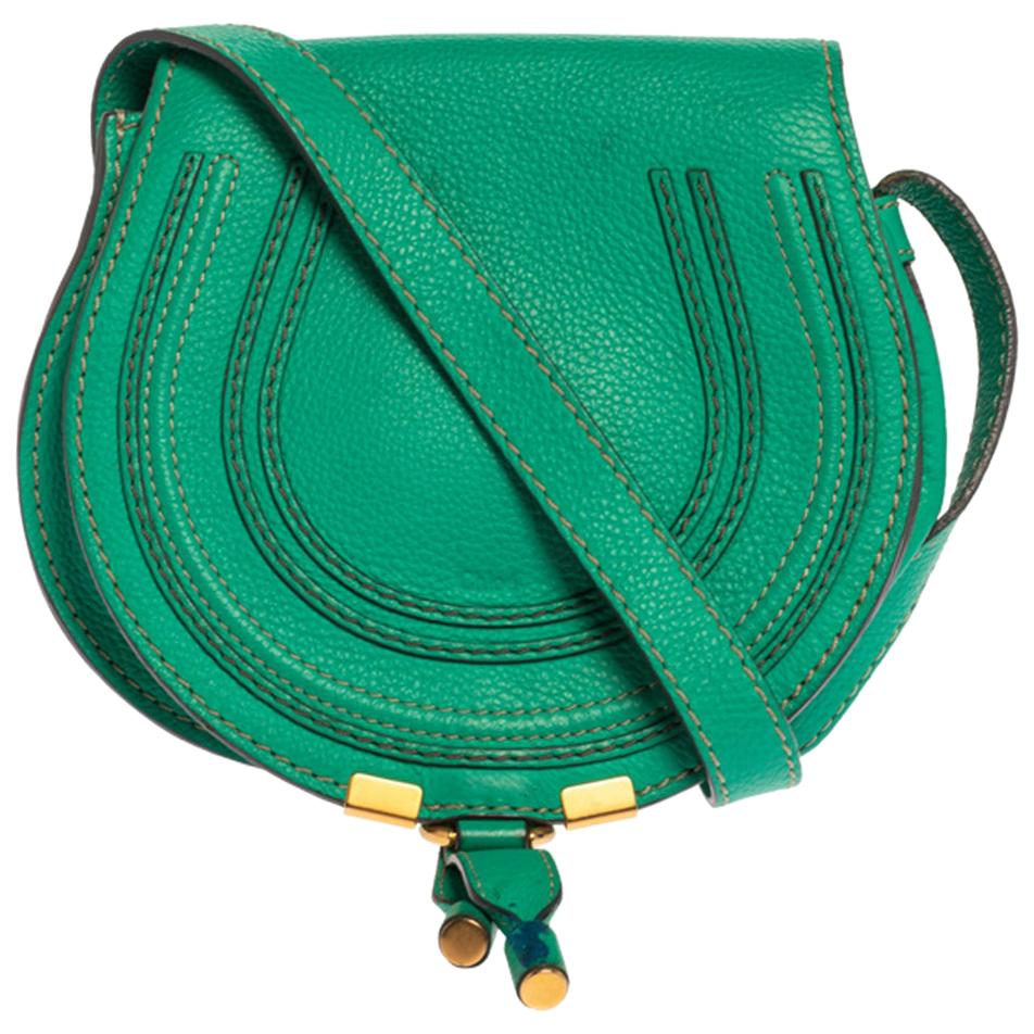 Chloe Green Leather Mini Marcie Crossbody Bag