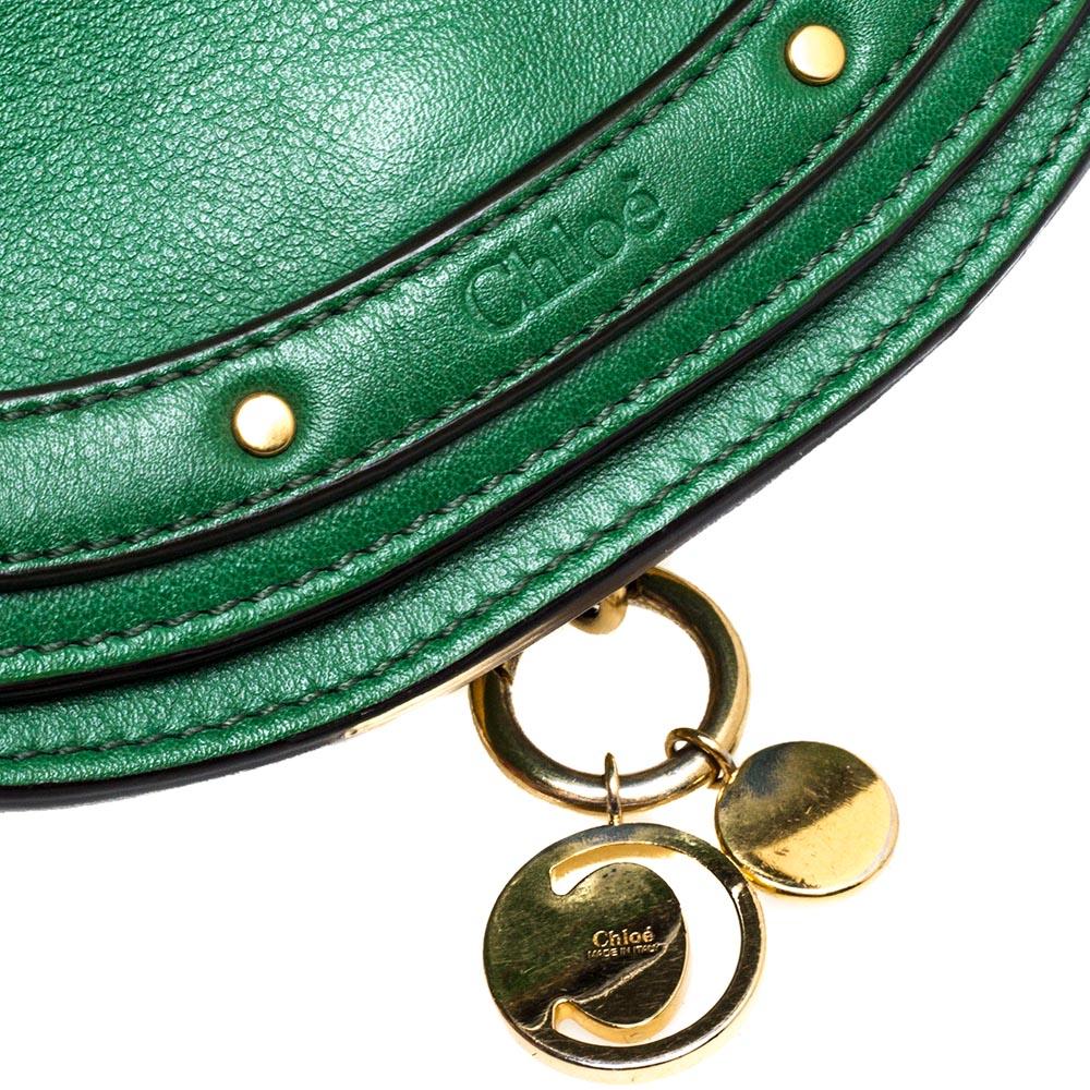 Chloe Green Leather Small Nile Bracelet Minaudiere Crossbody Bag 3