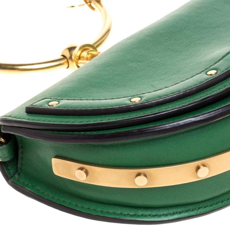 Chloe Green Leather Small Nile Bracelet Minaudiere Crossbody Bag 4