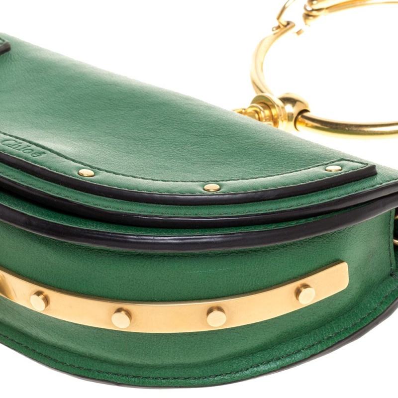 Chloe Green Leather Small Nile Bracelet Minaudiere Crossbody Bag 5