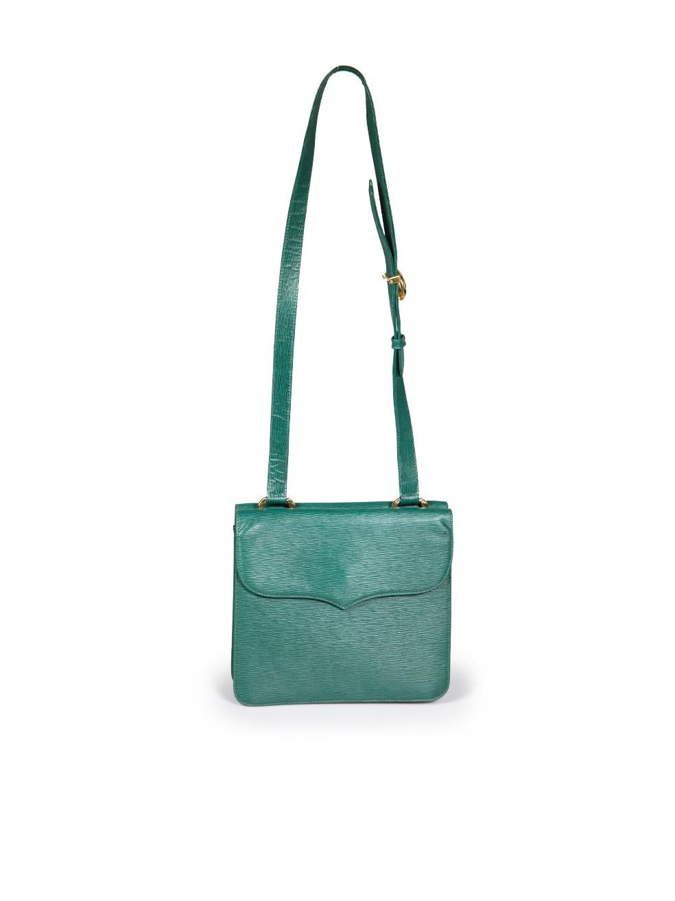 Chloé Green Leather Square Crossbody Bag In Good Condition In London, GB