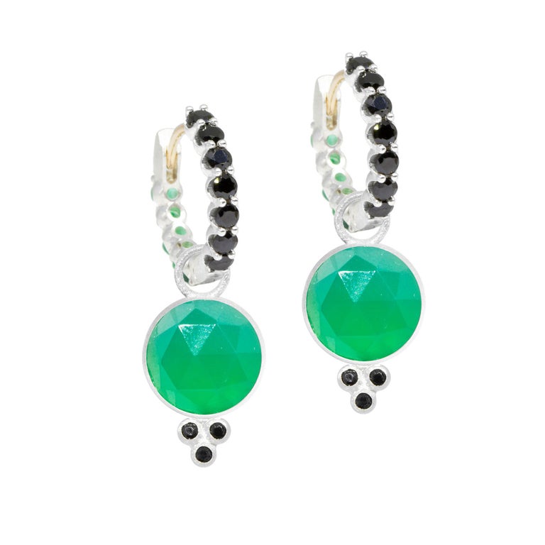 Chloe Green Onyx Silver Earring Charms For Sale at 1stDibs
