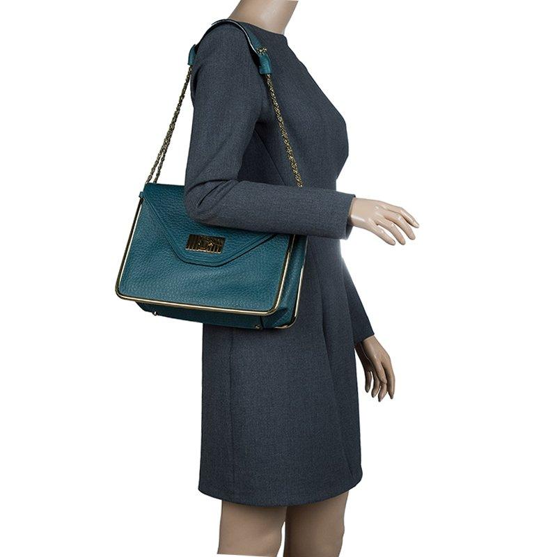 Chloe Green Pebbled Leather Medium Sally Flap Shoulder Bag In Good Condition In Dubai, Al Qouz 2