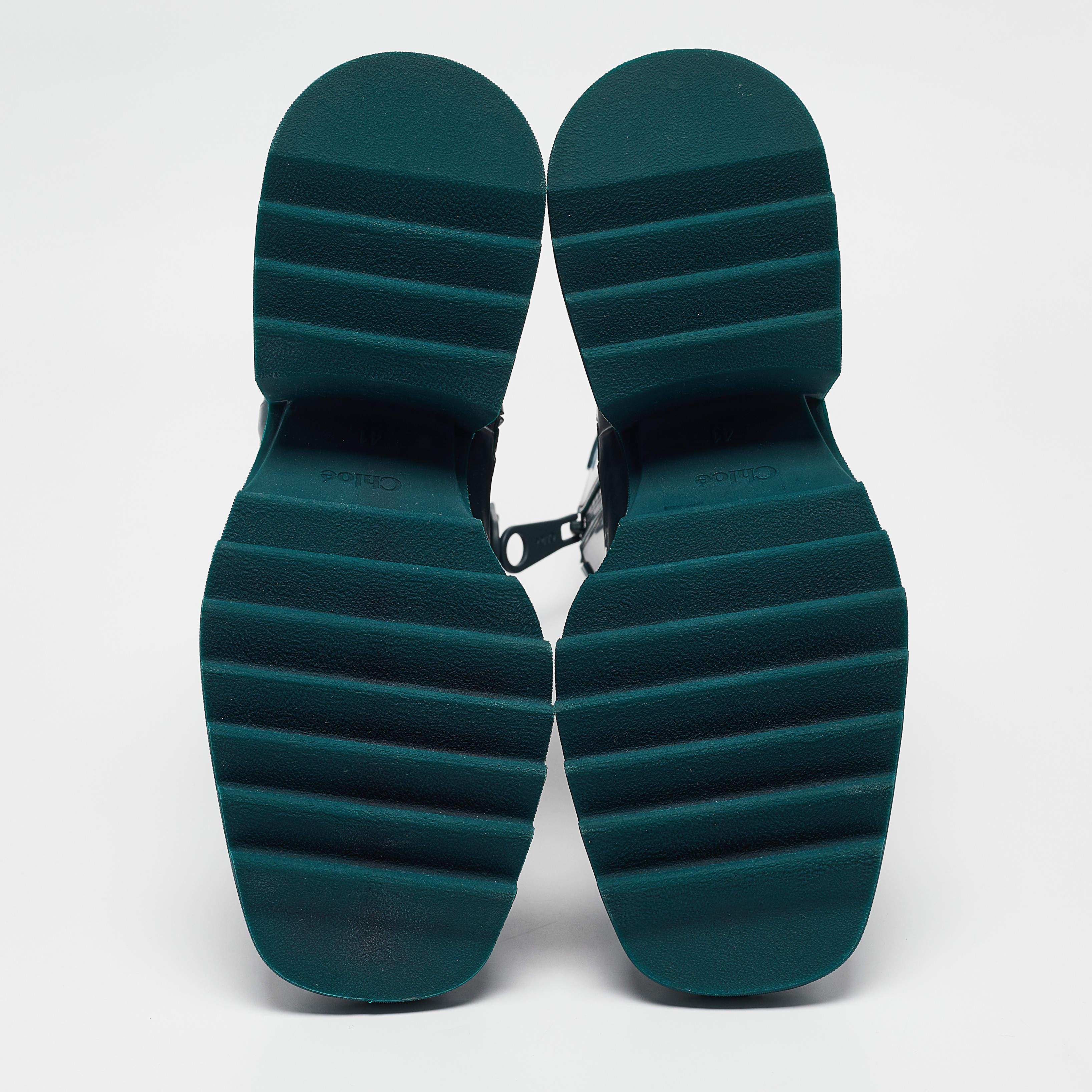 Chloe Green Rubber Betty Rain Boots Size 41 For Sale 1