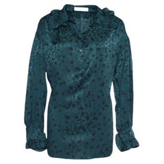 Chloe Grün Seidenschmetterling Jacquard Bluse in Übergröße M