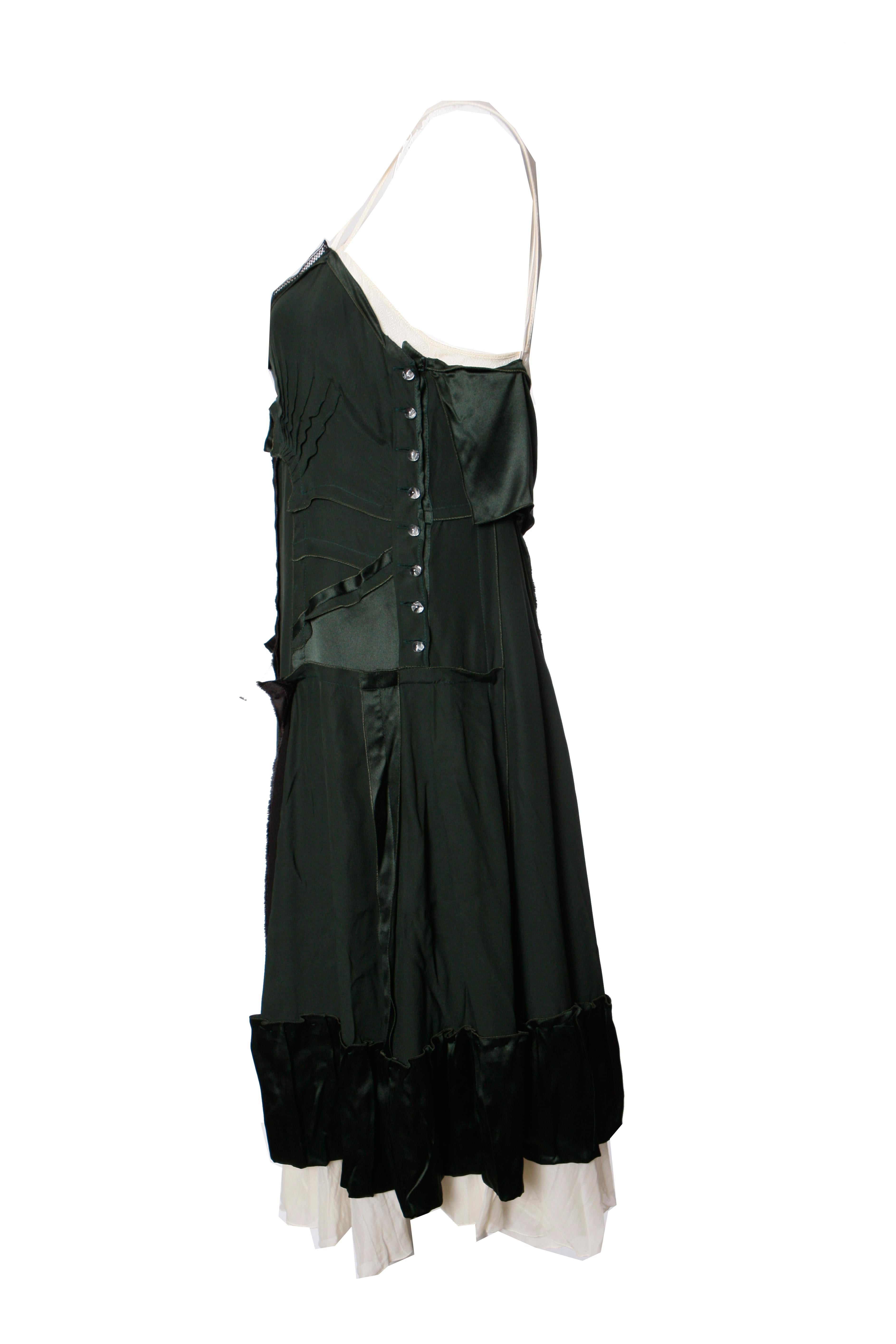 Black Chloe, Green silk inverted dress. For Sale