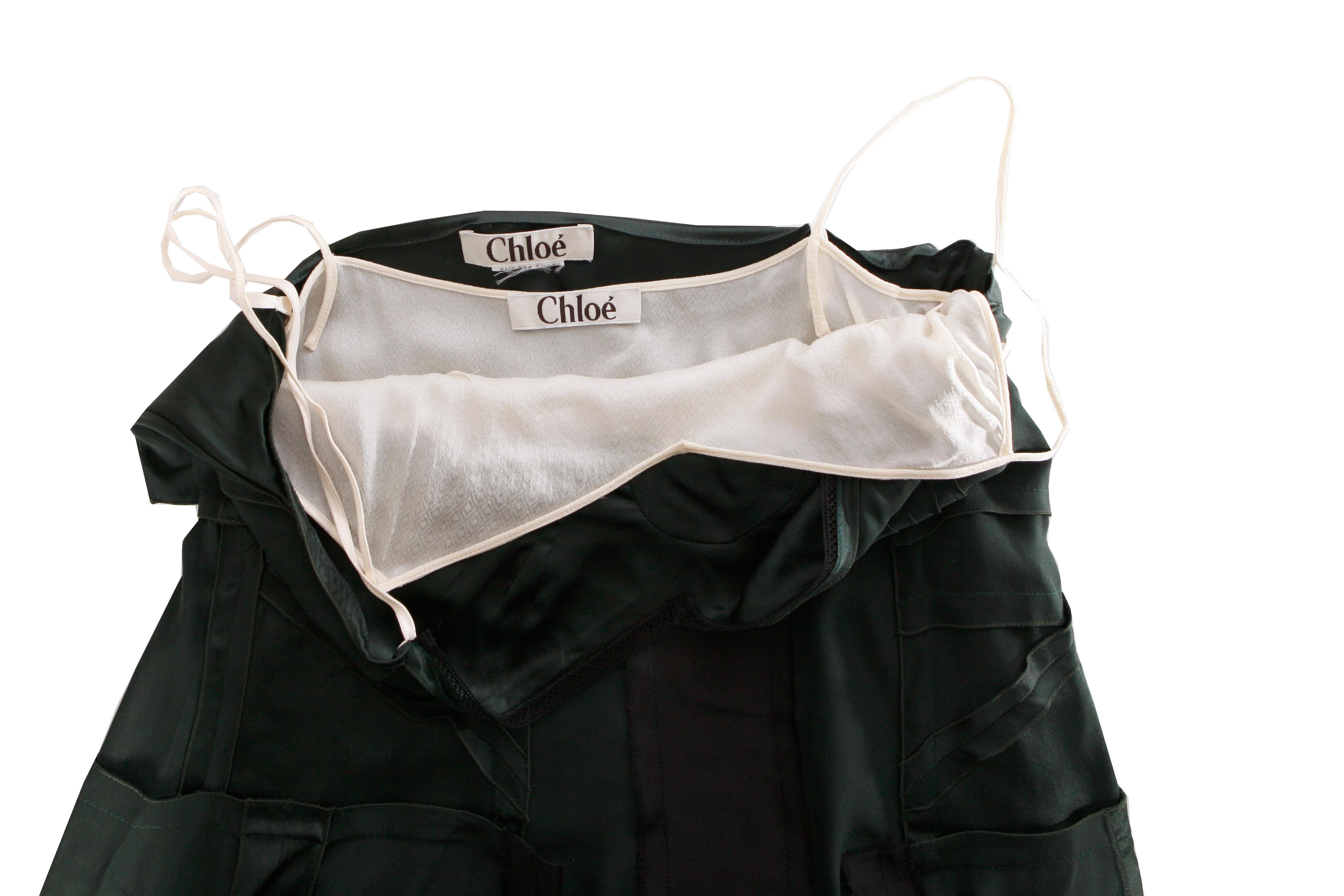 Women's Chloe, Green silk inverted dress. For Sale