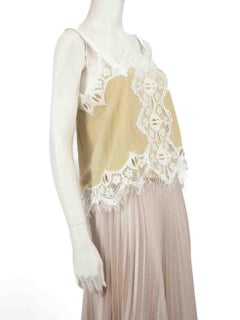 Chloé Green Silk Lace Trimmed Crop Top Set Size L