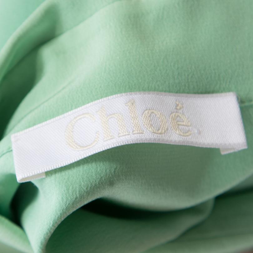 Women's Chloe Green Silk Long Sleeve Blouse M