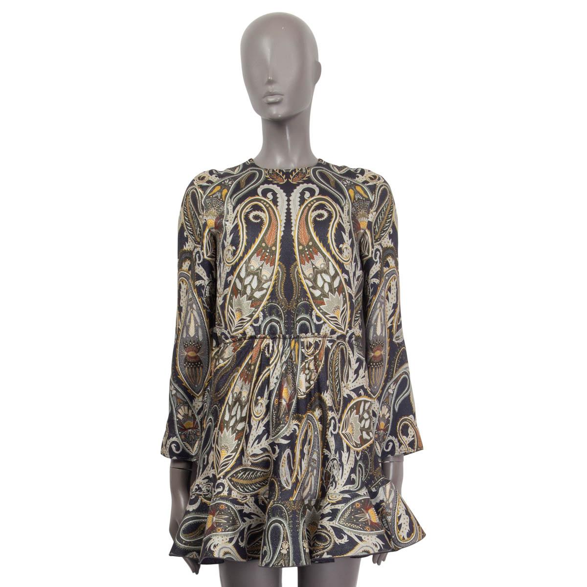 CHLOE grünes Seidenkleid PAISLEY RUFFLED HEM MINI 34 XXS (Grau) im Angebot