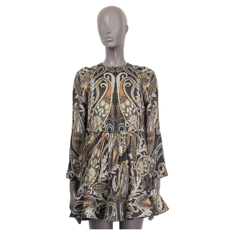 CHLOE green silk PAISLEY RUFFLED HEM MINI Dress 34 XXS For Sale at 1stDibs  | paisley ruffled mini dress