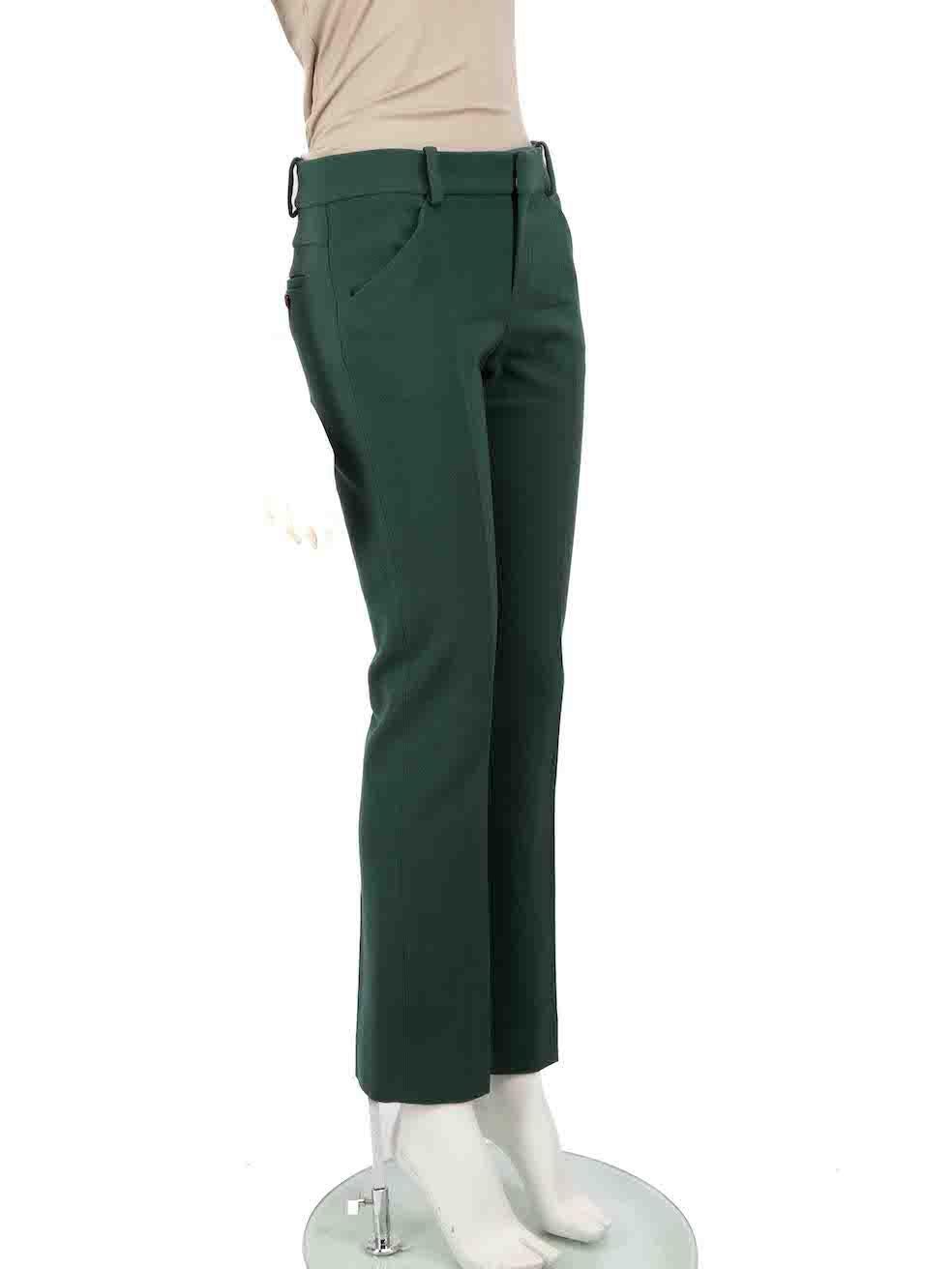CONDITION is Very good. Minimal wear of trousers is evident. Minimal tarnishing to the clasps and small discolouration on the rear thigh area on this used Chloé designer resale item.
 
 
 
 Details
 
 
 Green
 
 Wool
 
 Trousers
 
 Straight leg
 
