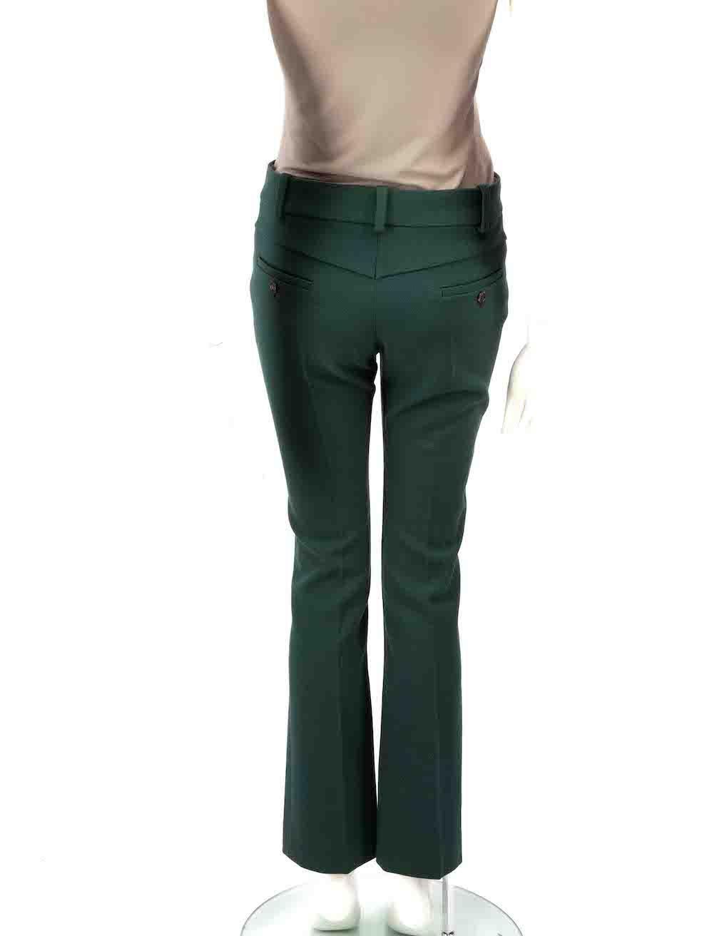Chloé Green Wool Straight Leg Tailored Trousers Size XS In Excellent Condition For Sale In London, GB