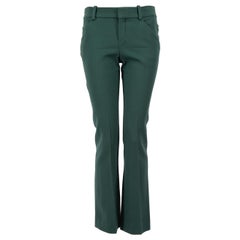 Chloé Green Wool Straight Leg Tailored Trousers Size XS